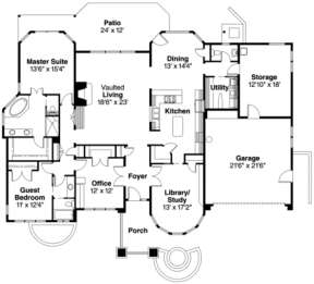Floorplan 1 for House Plan #035-00173