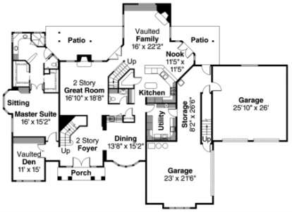 First Floor for House Plan #035-00176
