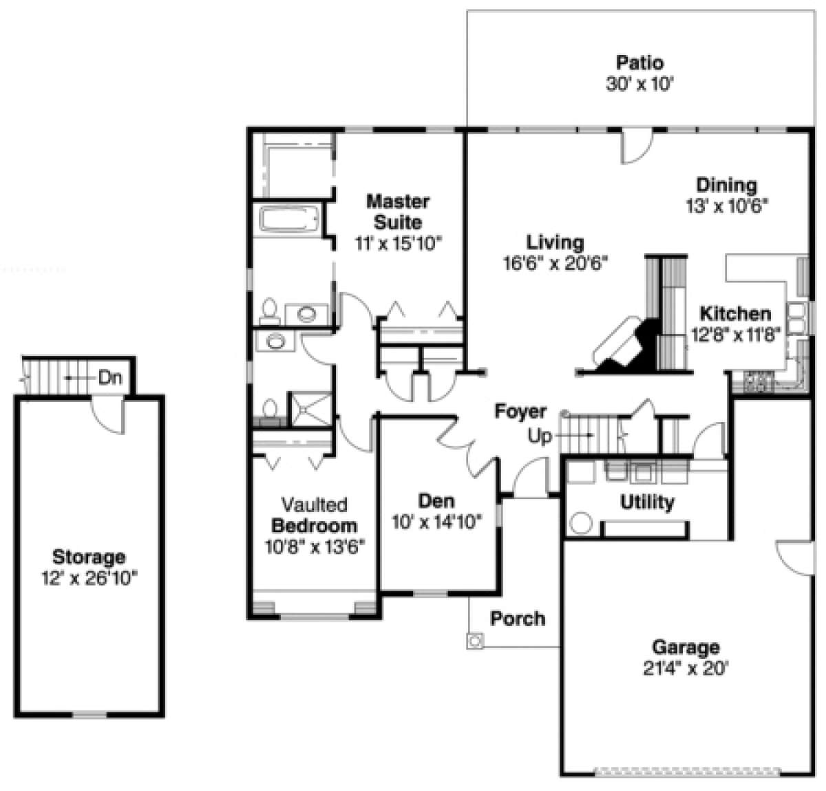Floorplan 1 for House Plan #035-00183