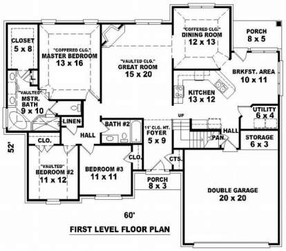 Floorplan 1 for House Plan #053-00896