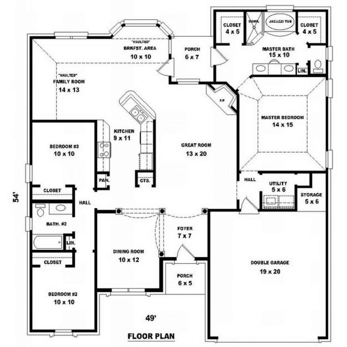 Floorplan 1 for House Plan #053-00906