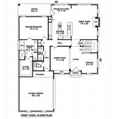 Floorplan 1 for House Plan #053-00910