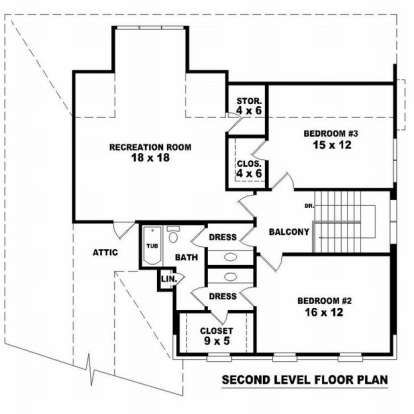 Floorplan 2 for House Plan #053-00910