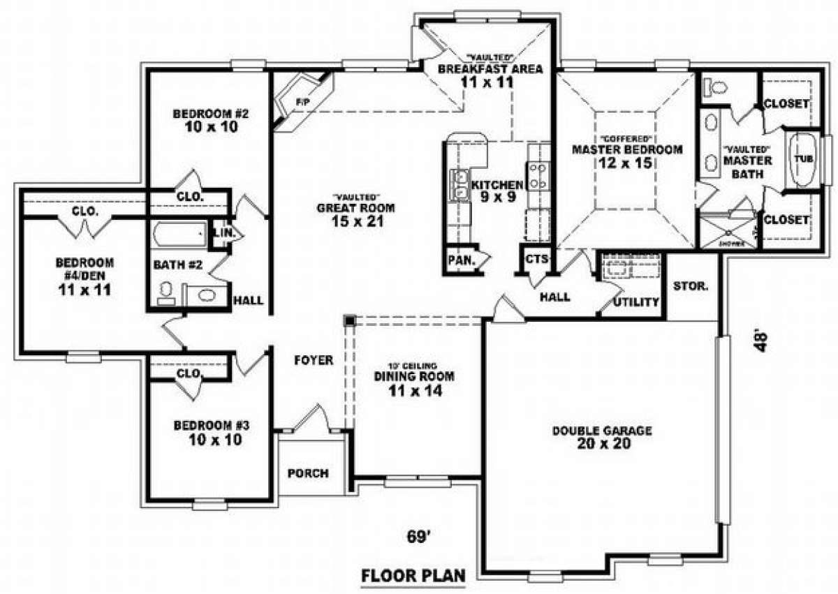 Floorplan 1 for House Plan #053-00920