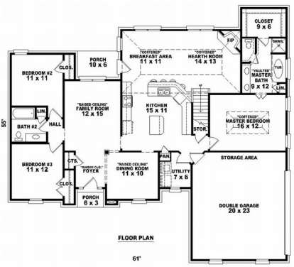 Floorplan 1 for House Plan #053-00923