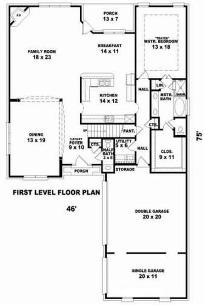 Floorplan 1 for House Plan #053-00927