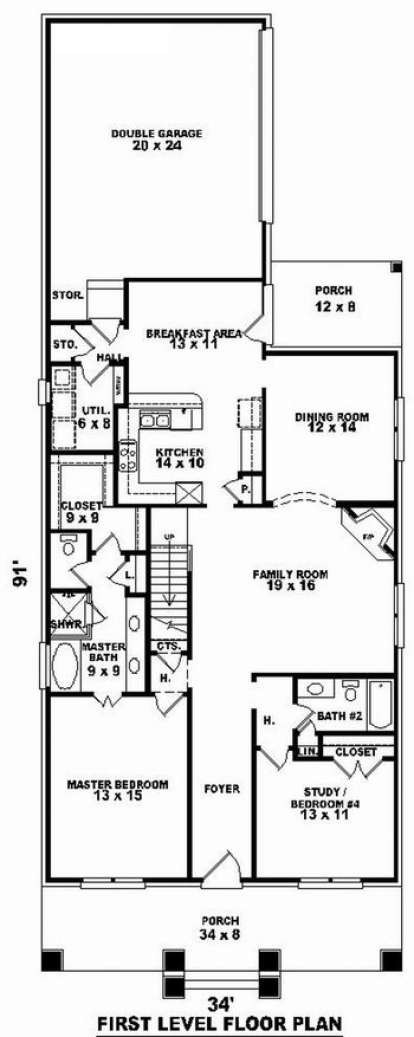 Floorplan 1 for House Plan #053-00931