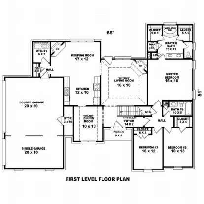 Floorplan 1 for House Plan #053-00946