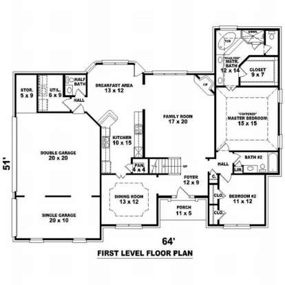 Floorplan 1 for House Plan #053-00952
