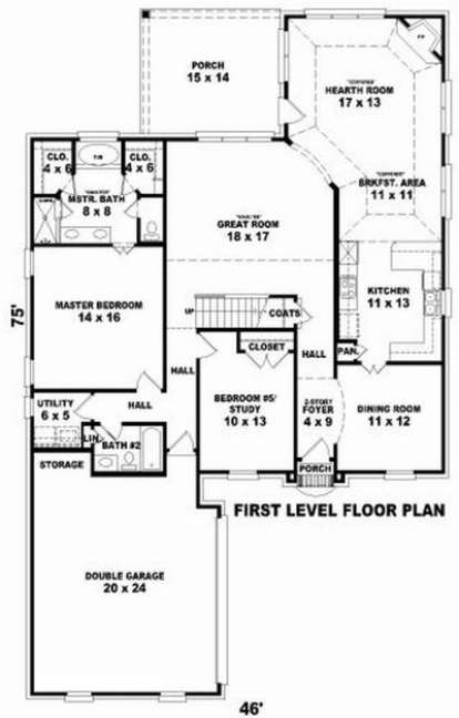 Floorplan 1 for House Plan #053-00953
