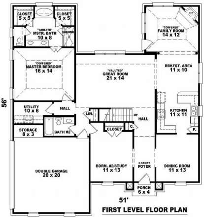 Floorplan 1 for House Plan #053-00954