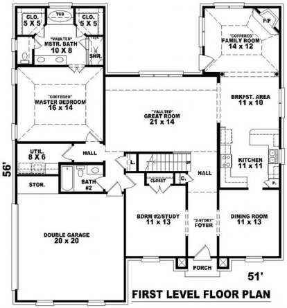 Floorplan 1 for House Plan #053-00957