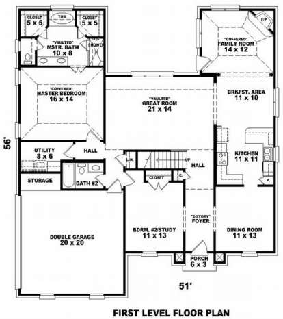 Floorplan 1 for House Plan #053-00967