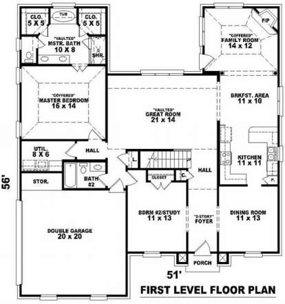 Floorplan 1 for House Plan #053-00968