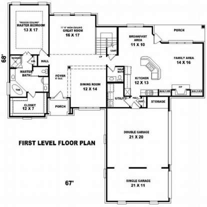 Floorplan 1 for House Plan #053-00973