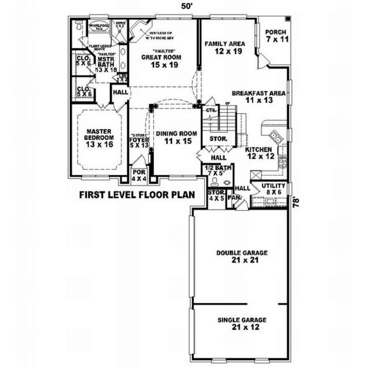 Floorplan 1 for House Plan #053-00977
