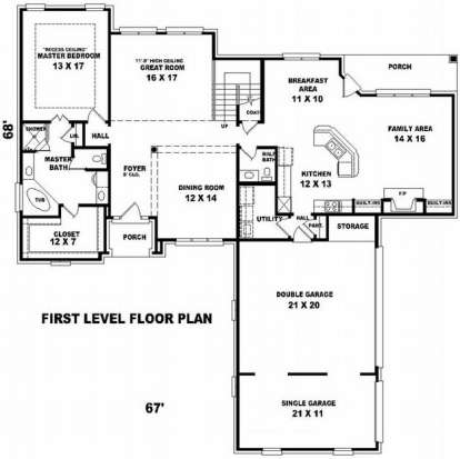 Floorplan 1 for House Plan #053-00981