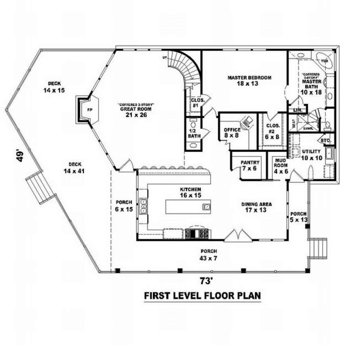 Floorplan 1 for House Plan #053-00983