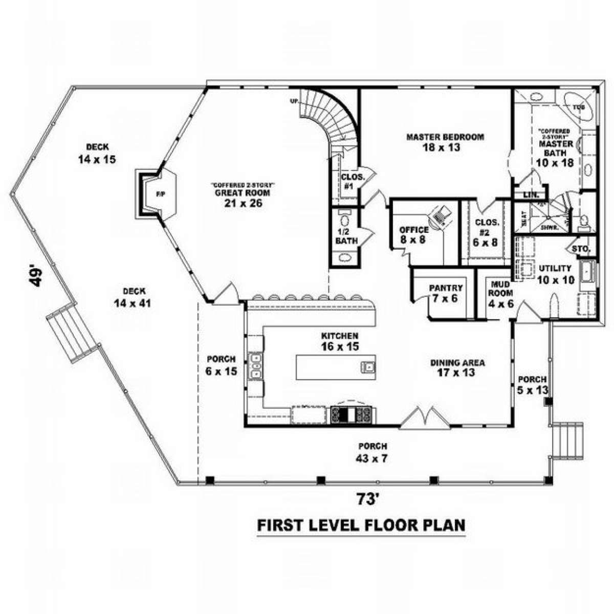 Floorplan 1 for House Plan #053-00984
