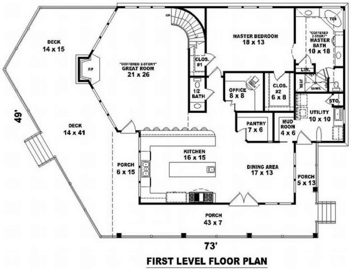 Floorplan 1 for House Plan #053-00985