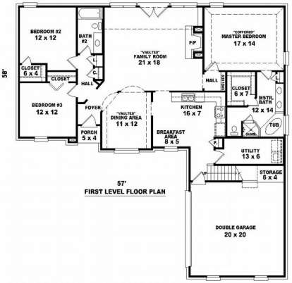 Floorplan 1 for House Plan #053-00990