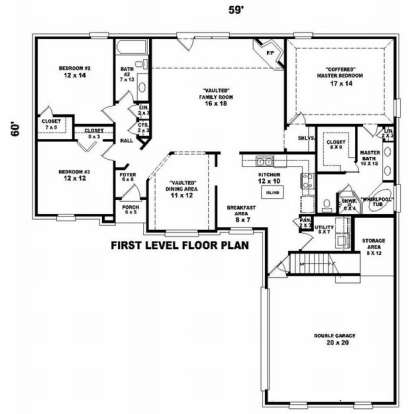 Floorplan 1 for House Plan #053-00993