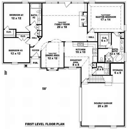 Floorplan 1 for House Plan #053-00997