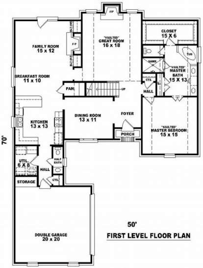 Floorplan 1 for House Plan #053-01008