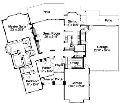 Floorplan 1 for House Plan #035-00198