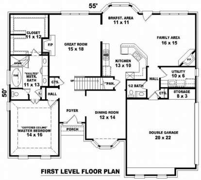 Floorplan 1 for House Plan #053-01011