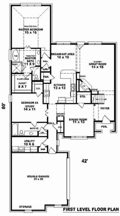 Floorplan 1 for House Plan #053-01012