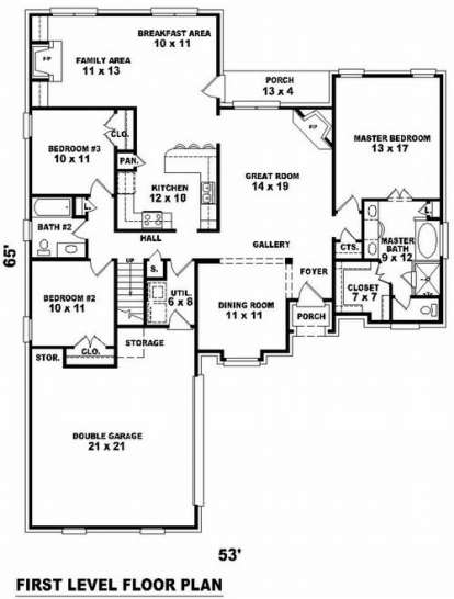 Floorplan 1 for House Plan #053-01021