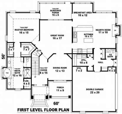 Floorplan 1 for House Plan #053-01025