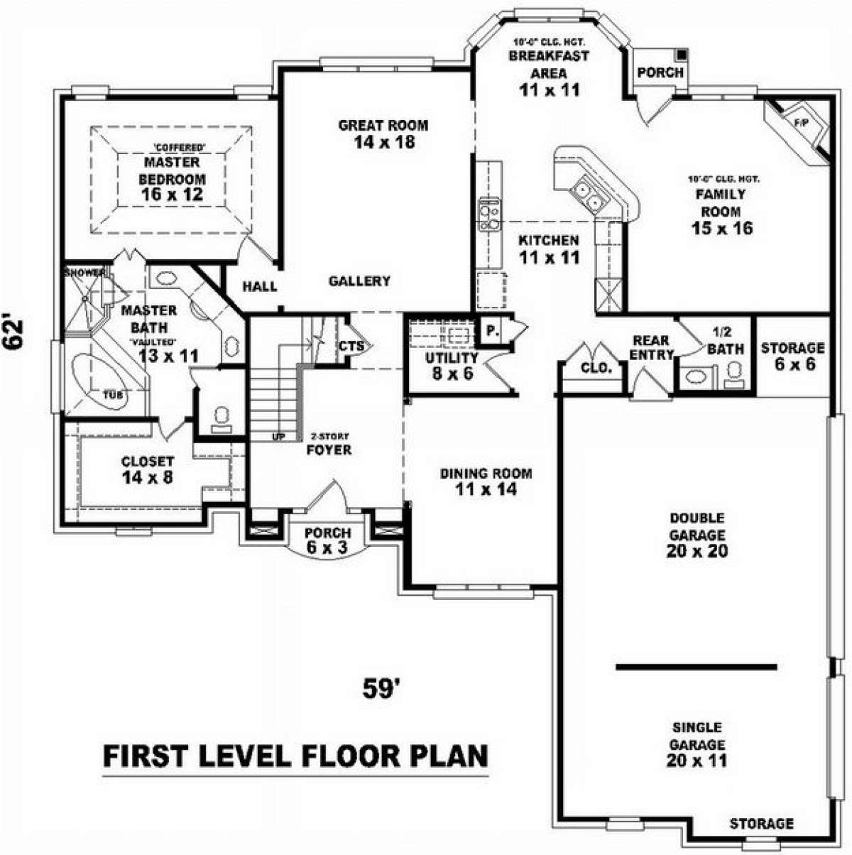 Floorplan 1 for House Plan #053-01026