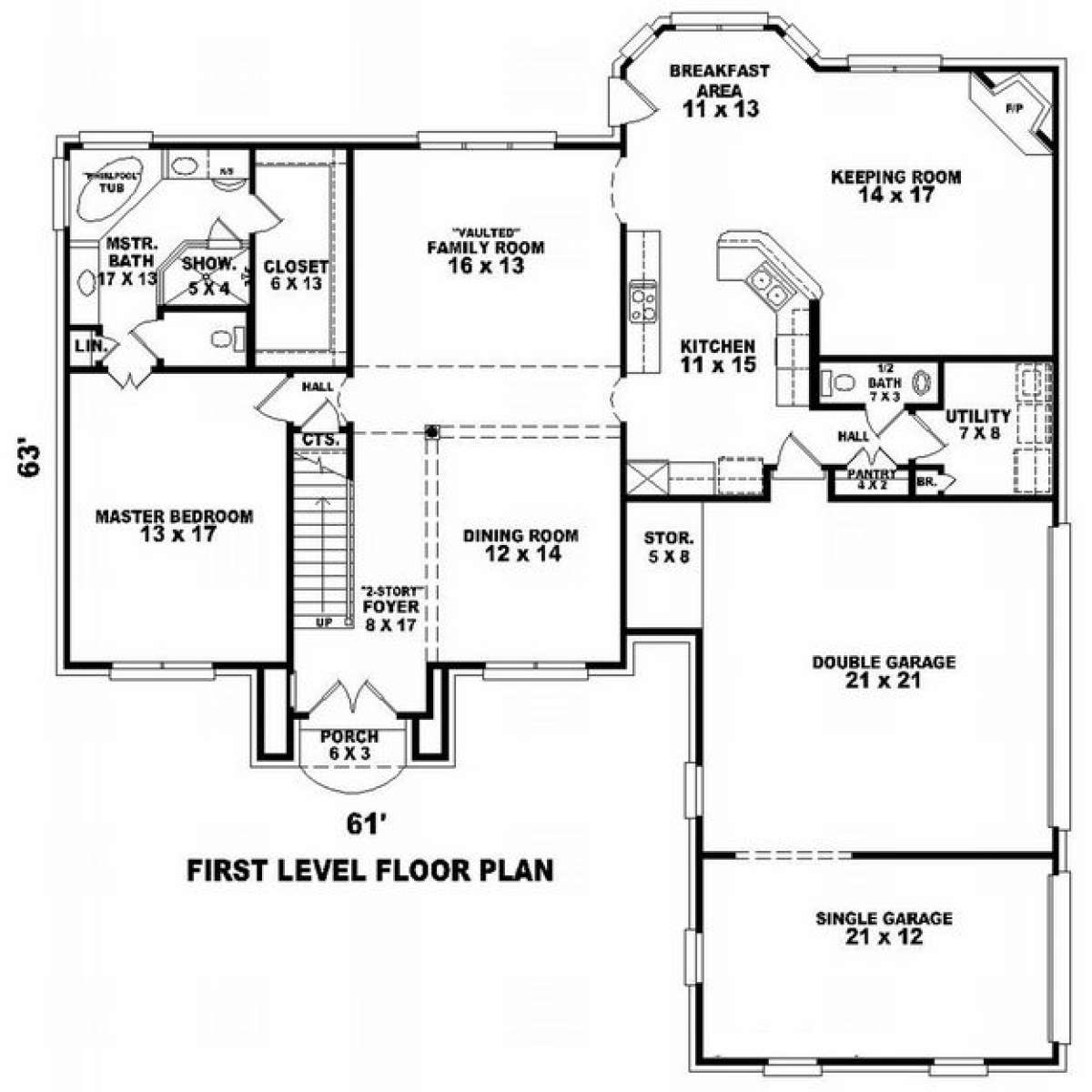 Floorplan 1 for House Plan #053-01034