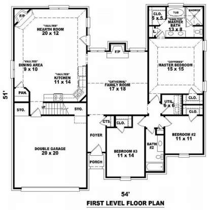 Floorplan 1 for House Plan #053-01045