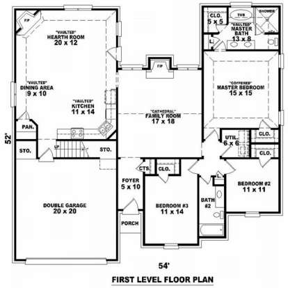 Floorplan 1 for House Plan #053-01047