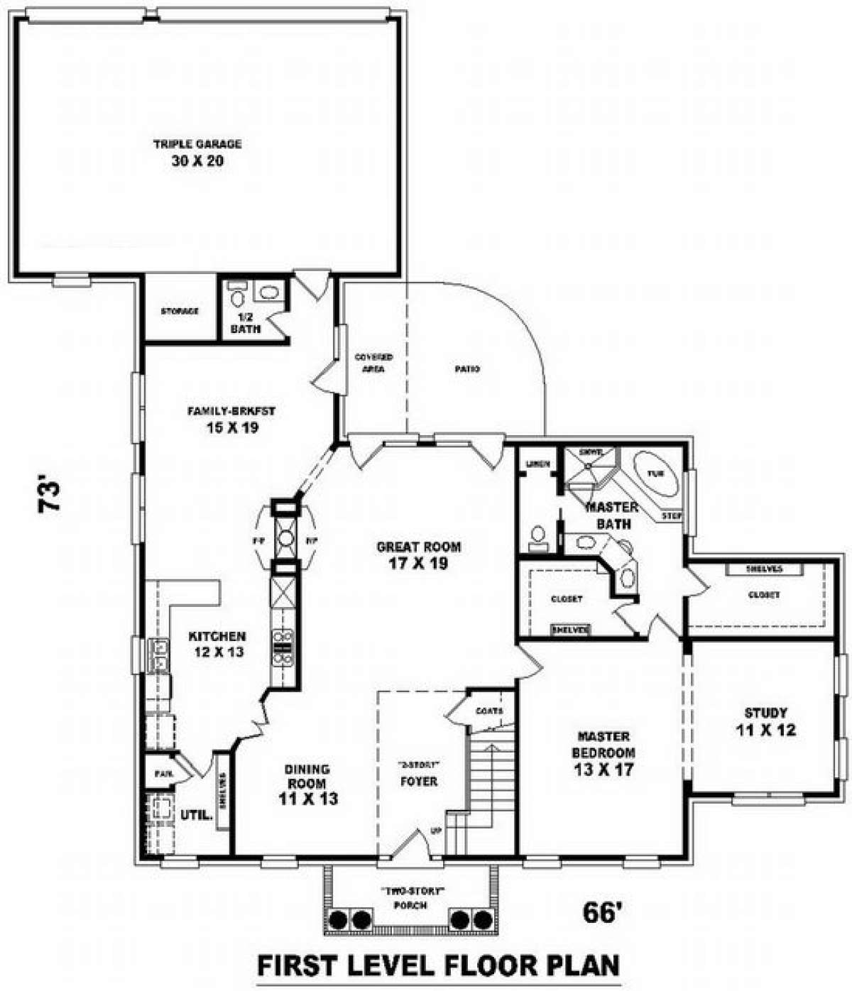 Floorplan 1 for House Plan #053-01055