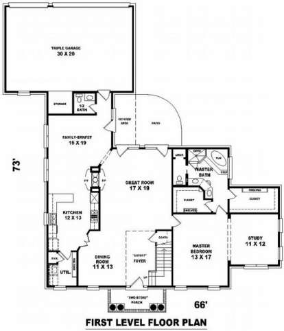 Floorplan 1 for House Plan #053-01055