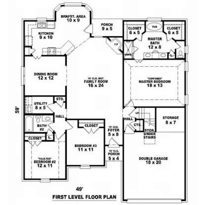 Floorplan 1 for House Plan #053-01060