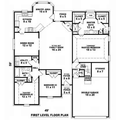 Floorplan 1 for House Plan #053-01061