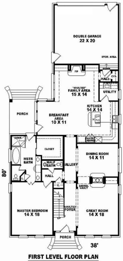 Floorplan 1 for House Plan #053-01068