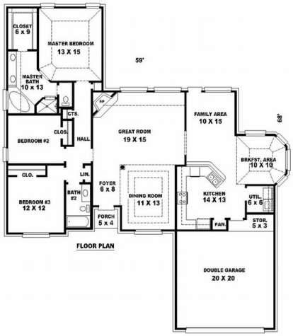 Floorplan1 for House Plan #053-01070