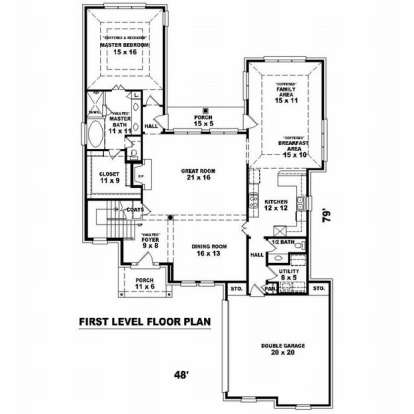 Floorplan 1 for House Plan #053-01076