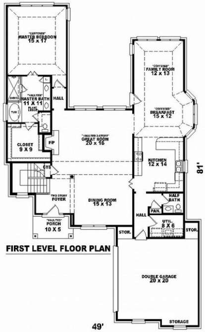 Floorplan 1 for House Plan #053-01077