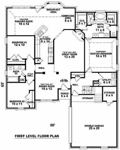 Floorplan 1 for House Plan #053-01080