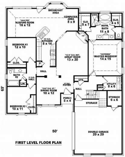Floorplan 1 for House Plan #053-01083