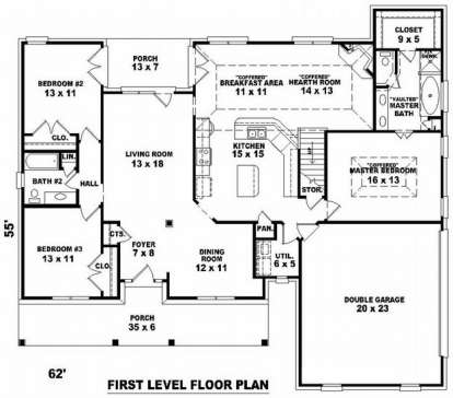 Floorplan 1 for House Plan #053-01092