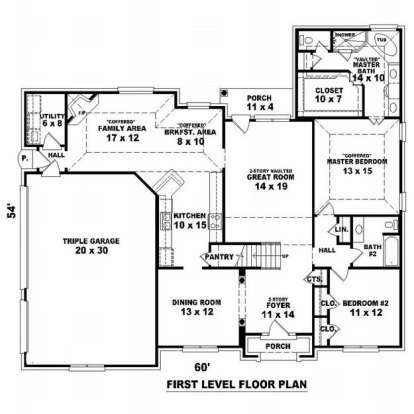 Floorplan 1 for House Plan #053-01105