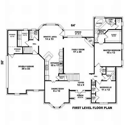 Floorplan 1 for House Plan #053-01113